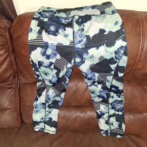 Fila Kids Leggings with Blue and Black Floral Design